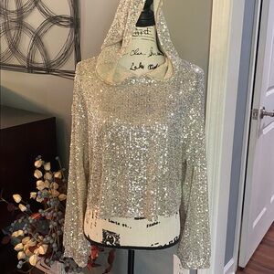 LAWLESS Silver Sequin Top